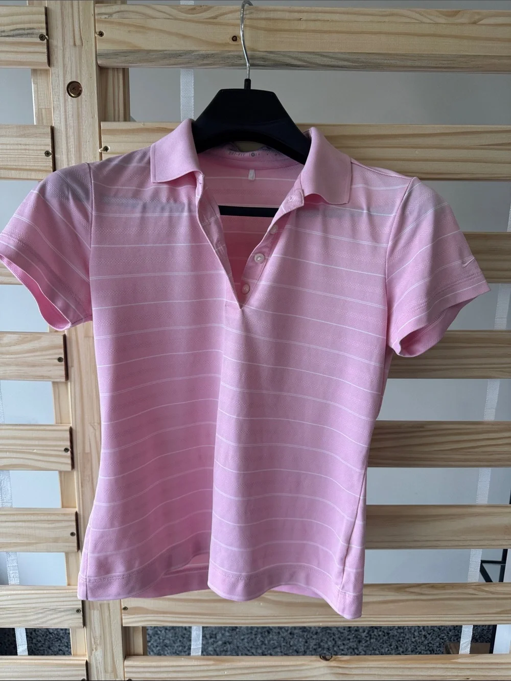 Nike Golf Pink Striped Short Sleeve Polo Tee